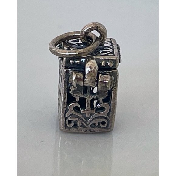 Vintage Sterling Silver Prayer Box Charm Pendant Cross Christian - Picture 5 of 8